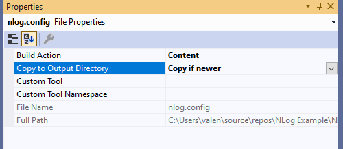 NLog - Copy To Output Directory