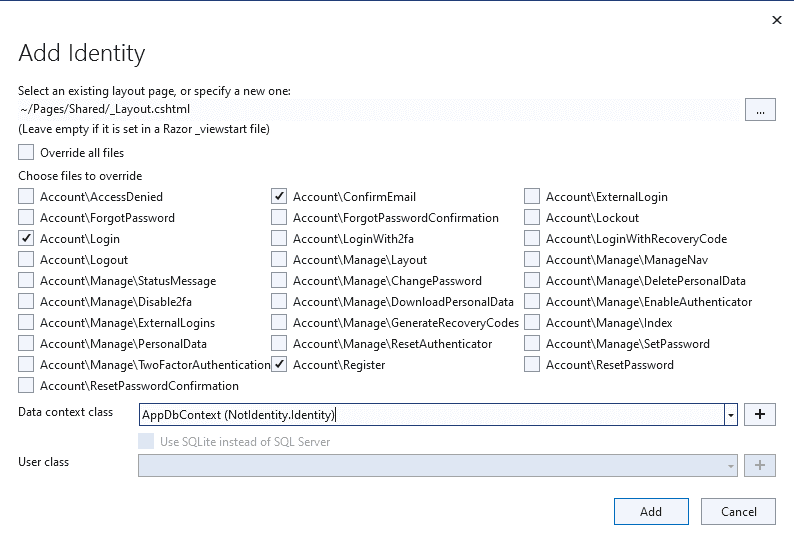 ASP.NET Identity options